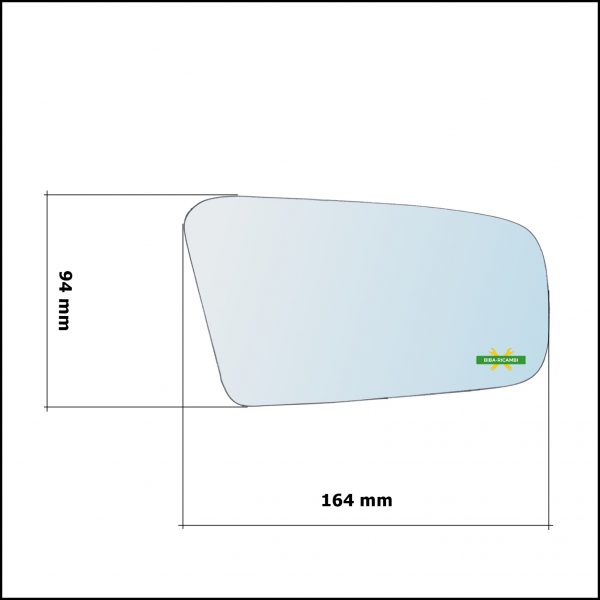 Vetro Specchio Retrovisore Cromato Asferico Lato Sx-Guidatore Per Mazda 323 F IV (BG) dal 1990-1993