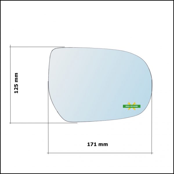 Vetro Specchio Retrovisore Cromato Lato Dx-Passeggero Per Mazda MPV II (LW) dal 1999-2003