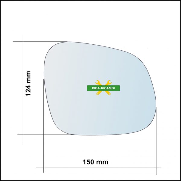 Vetro Specchio Retrovisore Cromato Asferico Lato Dx-Passeggero Per Seat Altea XL (5P5) solo dal 2007>