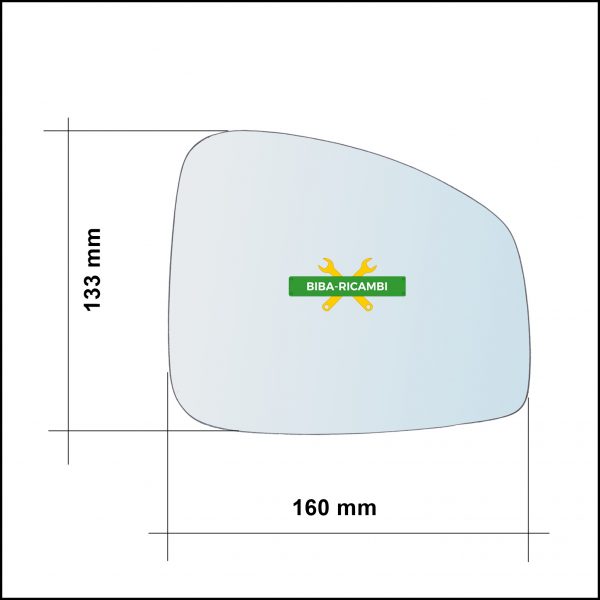 Piastra Specchio Retrovisore Termica Asferica Lato Sx-Guidatore Per Renault Scenic III (JZ0/1) dal 2009>