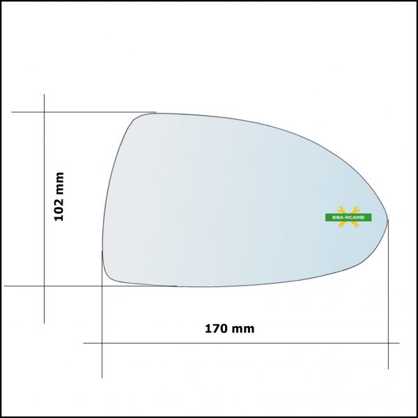 V. Piastra Specchio Retrovisore Asferica Lato Sx-Guidatore Per Opel Corsa E (X15) dal 2014>
