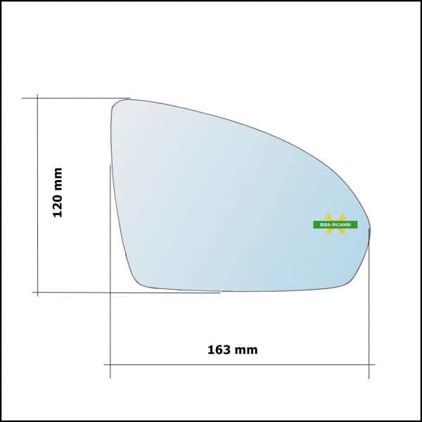 Piastra Specchio Retrovisore Termica Asferica Lato Dx-Passeggero Per Smart ForTwo II (451) dal 2007>