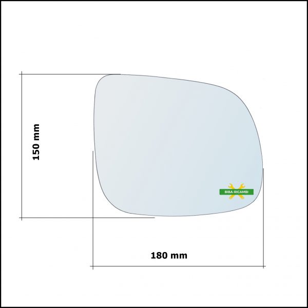 Vetro Specchio Retrovisore Cromato Asferico Lato Dx-Passeggero Per Audi Q7 I (4LB) dal 2006-2016