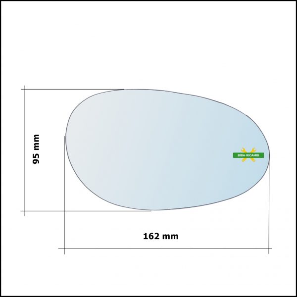Piastra Specchio Retrovisore Termica Lato Sx-Guidatore Per Smart Fortwo I (450) dal 2004-2007