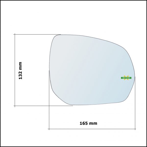 Vetro Specchio Retrovisore Cromato Asferico Lato Sx-Guidatore Per Peugeot 3008 (OU) dal 2009-2016