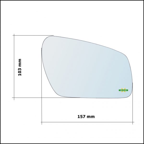 Vetro Specchio Retrovisore Cromato Lato Sx-Guidatore Per Ford C-Max I (DM2) dal 2007-2010