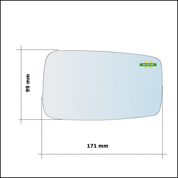 Vetro Specchio Retrovisore Cromato Asferico Lato Dx-Passeggero Per Seat Toledo I (1L) dal 1991-1999