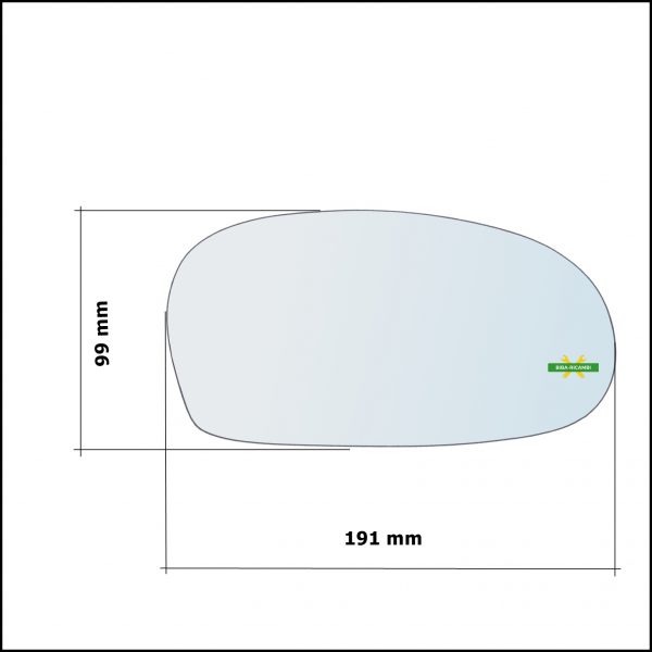 Vetro Specchio Retrovisore Asferico Lato Guidatore Compatibile Kia Rio I (DC) dal 2000-2002