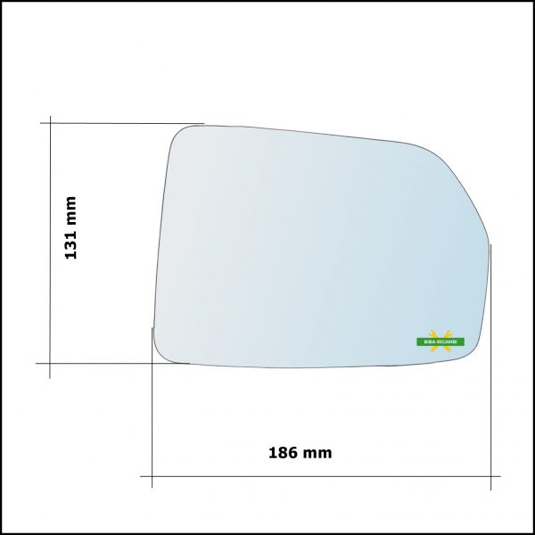 Vetro Specchio Retrovisore Cromato Asferico Lato Dx-Passeggero Per Kia Sportage II (JE) dal 2004-2009