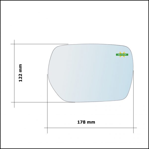 Vetro Specchio Retrovisore Cromato Asferico Lato Sx-Guidatore Per Mitsubishi Outlander I (CU) dal 2001-2006