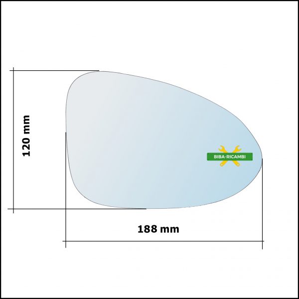 Vetro Specchio Retrovisore Cromato Lato Sx-Guidatore Per Porsche Macan (95B) dal 2013>