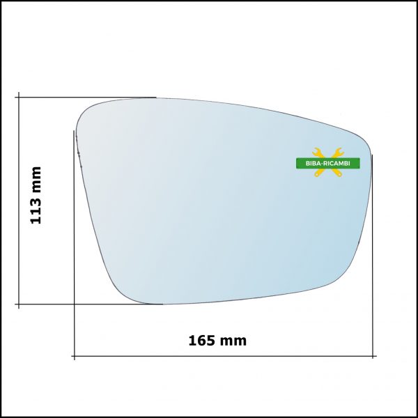 Vetro Specchio Retrovisore Cromato Lato Sx-Guidatore Per Skoda Rapid (NH3) dal 2012>