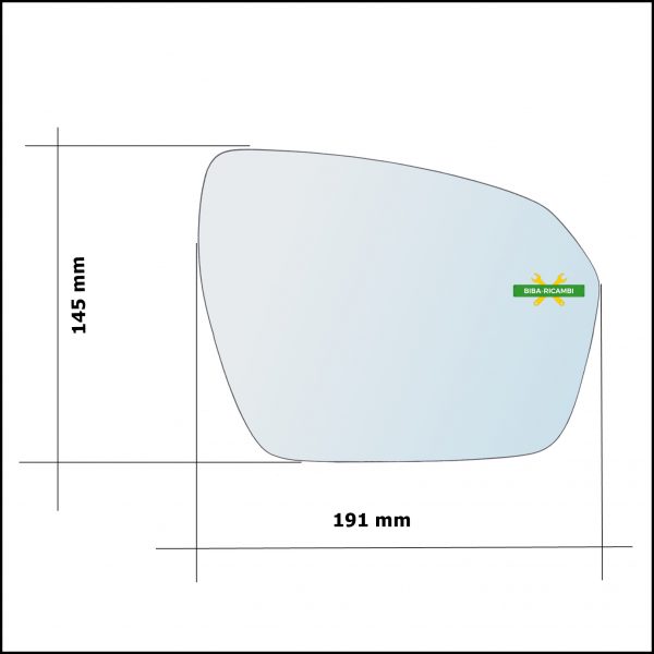 Vetro Specchio Retrovisore Asferico Lato Sx-Guidatore Per L.R Evoque I (L538) dal 2011>