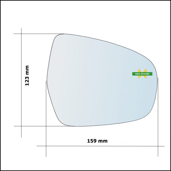 Vetro Specchio Retrovisore Asferico Lato Dx-Passeggero Per Suzuki SX4 S-Cross (JY) dal 2013>