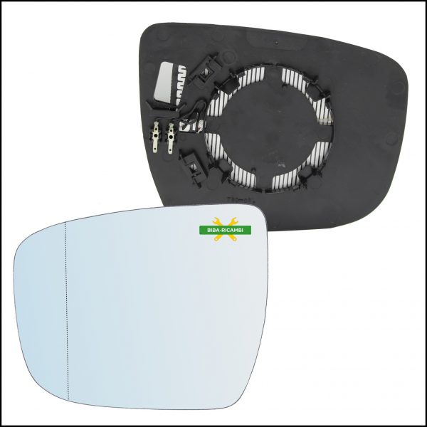 Piastra Specchio Retrovisore Termica Asferica Lato Sx-Guidatore Per Nissan Qashqai II (J11) dal 2013>