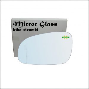 Vetro Specchio Retrovisore Cromato Asferico Lato Sx-Guidatore Per Volvo S60 I (384) solo dal 2000-2003