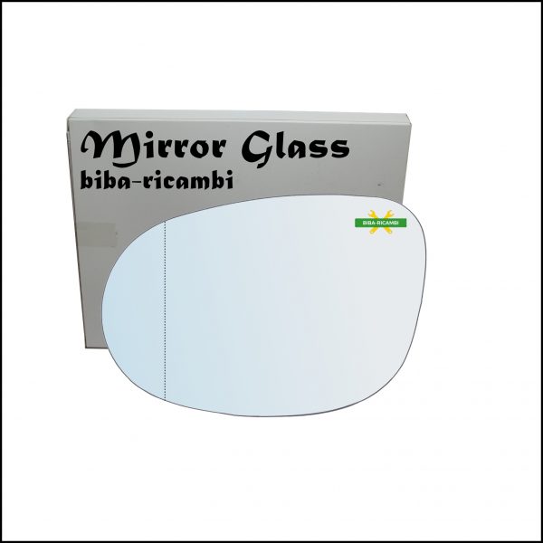 Vetro Specchio Retrovisore Cromato Asferico Lato Sx-Guidatore Per Fiat Idea (350) solo dal 2008-2012