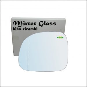 Vetro Specchio Retrovisore Cromato Asferico Lato Sx-Guidatore Per Fiat Panda II (169) solo dal 2008> (Specchio piu Grande)