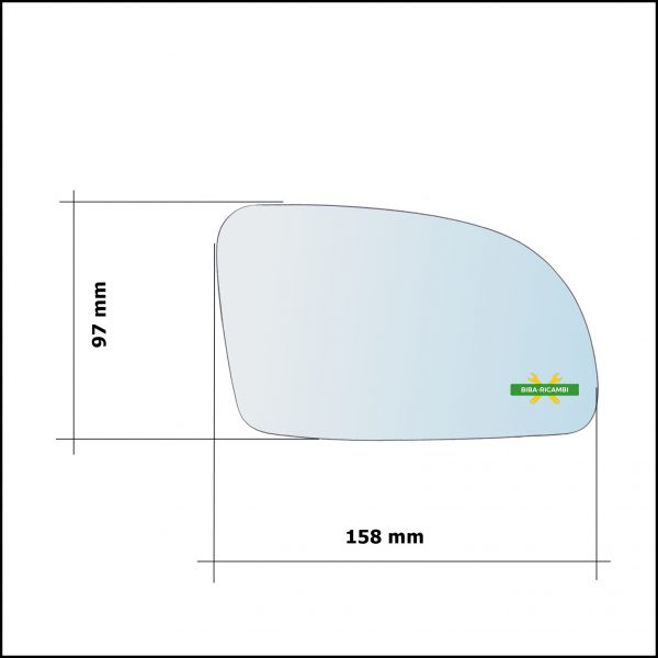 Vetro Specchio Retrovisore Cromato Asferico Lato Sx-Guidatore Per Volkswagen New Beetle dal 2001-2010