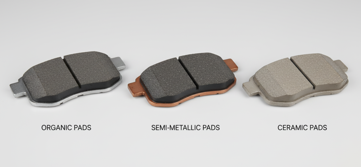 Differenza tra pastiglie freno semi‑metalliche, organiche e ceramiche