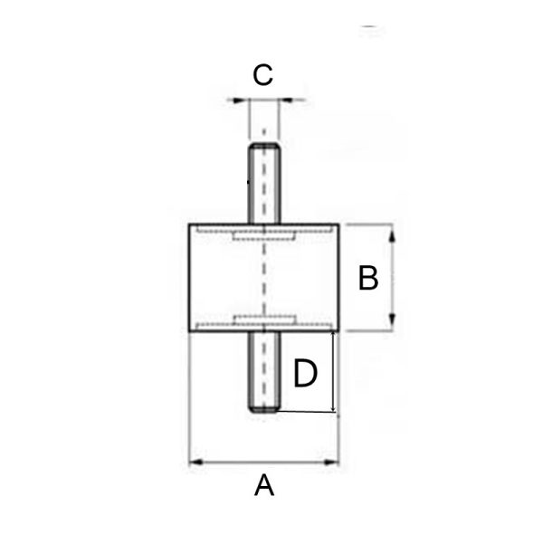 Supporto antivibrante cilindrico in gomma maschio-maschio 100×55 | M16