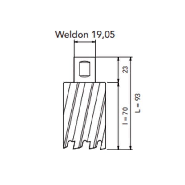 Frese a carotare in metallo duro attacco Weldon Diametro Ø 14 | L=50 mm