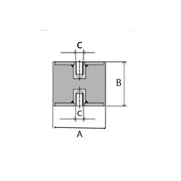 Supporto antivibrante cilindrico in gomma femmina-femmina | 100×60 | M16