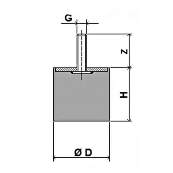 Tamponi Antivibranti Maschio-Piede 75×50 | M12x37 | Quantità (10pz)