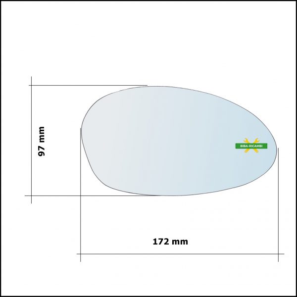 Vetro Specchio Retrovisore Cromato Lato Dx-Passeggero Per Bmw Z4 (E85,E86) dal 2003-2009