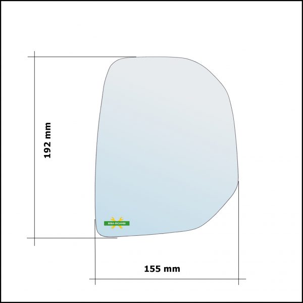 Vetro Specchio Retrovisore Cromato Lato Dx-Passeggero Per Citroen Berlingo II (B9) dal 2008-2013