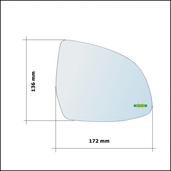 Vetro Specchio Retrovisore Cromato Asferico Lato Sx-Guidatore Per Bmw X6 III (G06, F96) dal 2019>