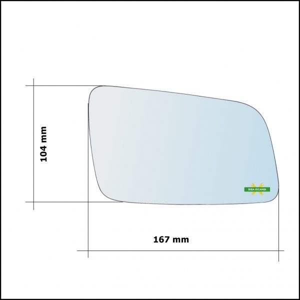 Vetro Specchio Retrovisore Cromato Lato Sx-Guidatore Per Opel Astra G (T98) dal 1998-2004