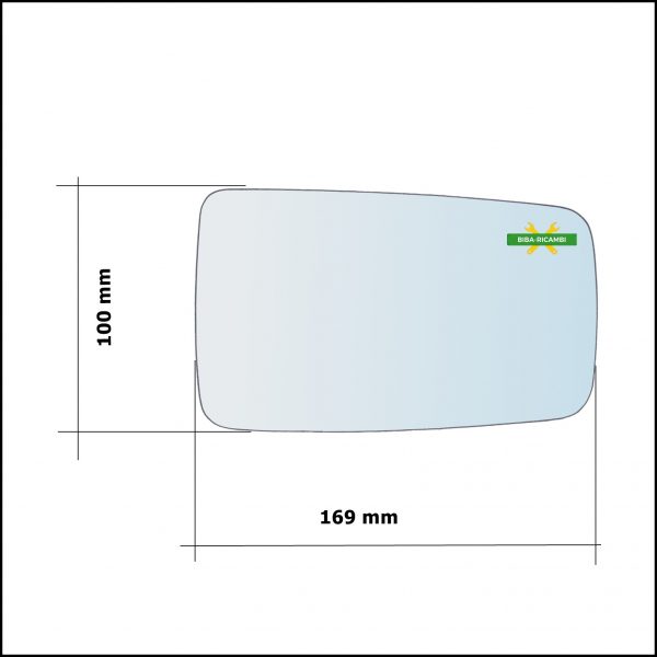 Vetro Specchio Retrovisore Cromato Lato Sx-Guidatore Per Fiat Tempra (159) dal 1990-1998