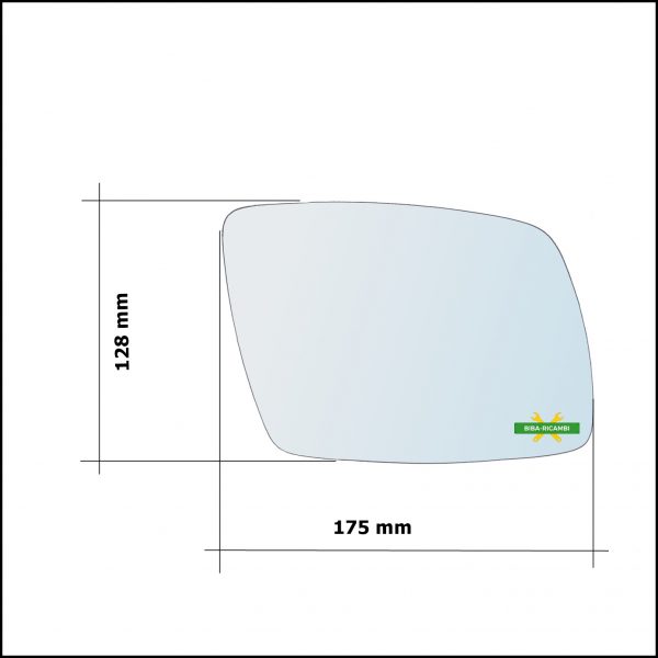 Vetro Specchio Retrovisore Cromato Asferico Lato Sx-Guidatore Per Dodge Journey (JC) dal 2008>