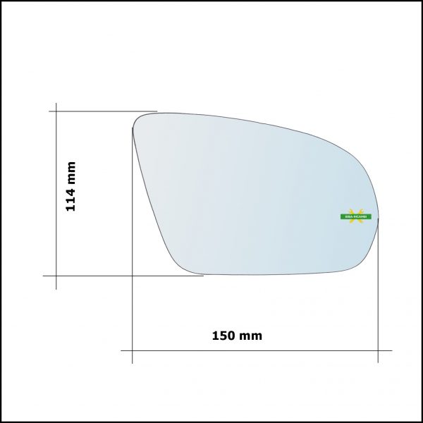 Vetro Specchio Retrovisore Asferico Lato Dx Compatibile MB GLC (X253) dal 2015>