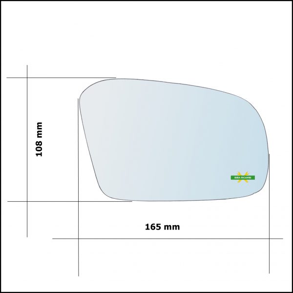 Vetro Specchio Retrovisore Cromato Asferico Lato Sx-Guidatore Per Hyundai S-Coupe (SLC) dal 1990-1996