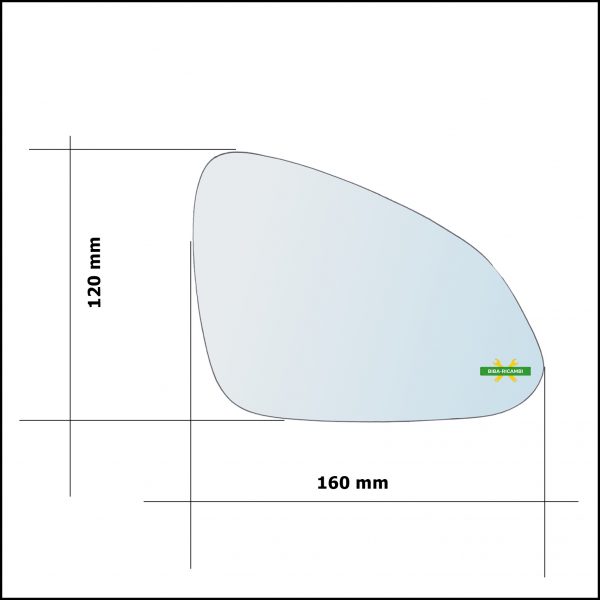 Vetro Specchio Retrovisore Cromato Asferico Lato Sx-Guidatore Per Opel Insignia A (G09) dal 2008-2017