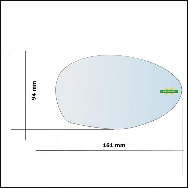 Vetro Specchio Retrovisore Asferico Lato Sx Guidatore [art-V101-LS]