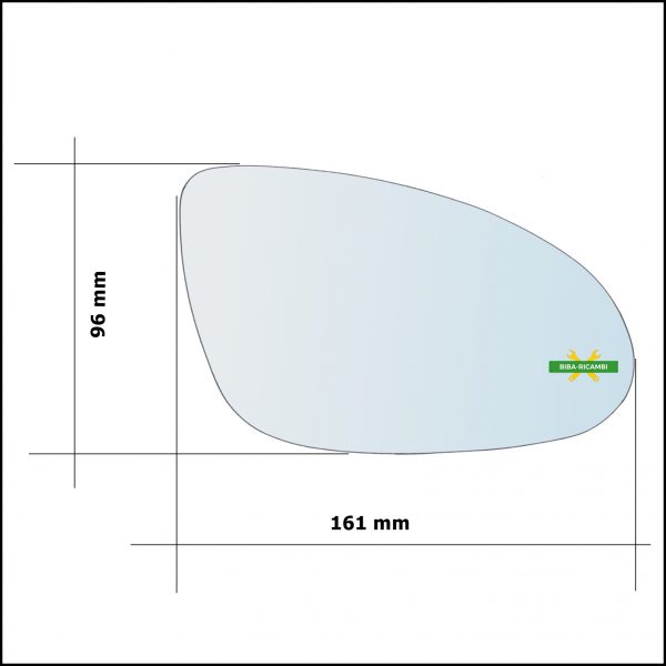 Vetro Specchio Retrovisore Cromato Asferico Lato Sx-Guidatore Per Mercedes Classe S Coupé (C216) dal 2006-2013