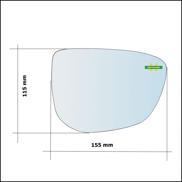 Vetro Specchio Retrovisore Asferico Lato Sx-Guidatore Per Citroen C-Elysee dal 2012>