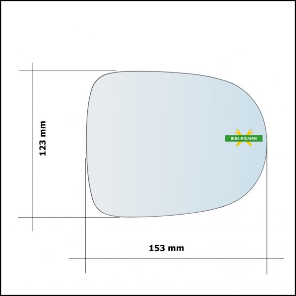Vetro Specchio Retrovisore Lato Sx-Guidatore Per Renault Twingo II (CN0) solo dal 2010-2014