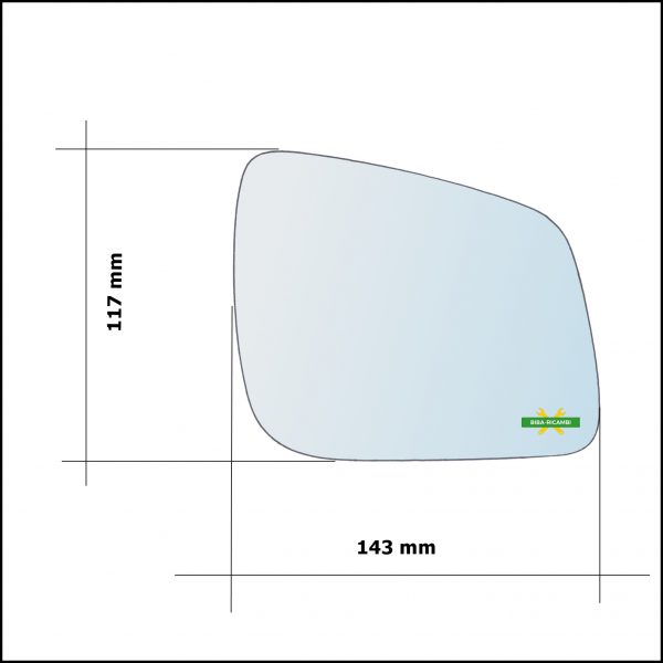 Vetro Specchio Retrovisore Asferico Lato Dx-Passeggero Per Mercedes Classe B (W245) solo dal 2008-2011
