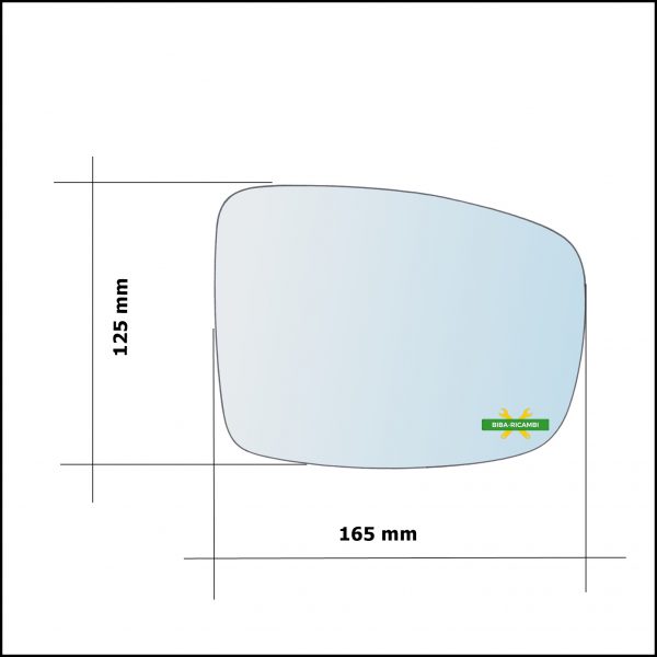 Vetro Specchio Retrovisore Asferico Lato Dx-Passeggero Per Hyundai i10 I (PA) dal 2007-2010