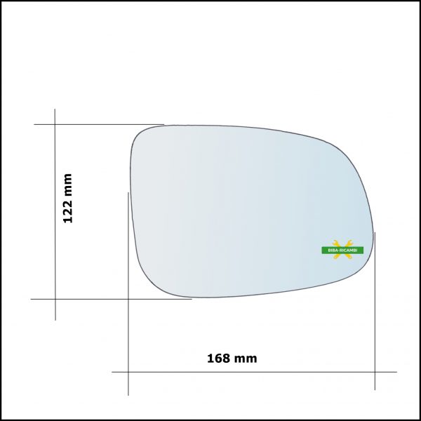 Vetro Specchio Retrovisore Asferico Lato Dx-Passeggero Per Jaguar XF II (X260) dal 2015>