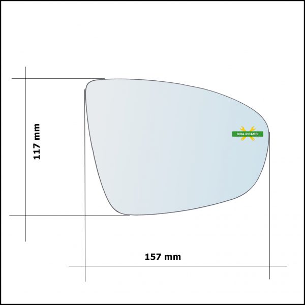 Vetro Specchio Retrovisore Asferico Lato Sx-Guidatore Per Opel Meriva B (S10) dal 2010-2017