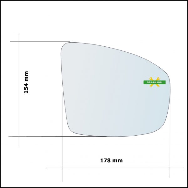 Vetro Specchio Retrovisore Asferico Lato Dx-Passeggero Per Nissan Pathfinder IV (R52) dal 2012>