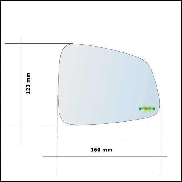 Piastra Specchio Retrovisore Termica Lato Sx-Guidatore Per Opel Mokka (J13) dal 2012>