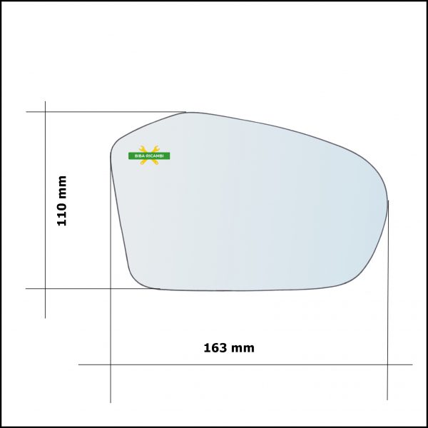 Vetro Specchio Retrovisore Asferico Lato Sx-Guidatore Per Mercedes Classe B (W245) solo dal 2005-2008