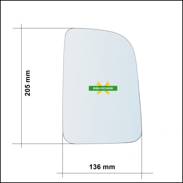 Piastra Specchio Retrovisore Termica Lato Sx-Guidatore Per Mercedes Sprinter dal 2018>